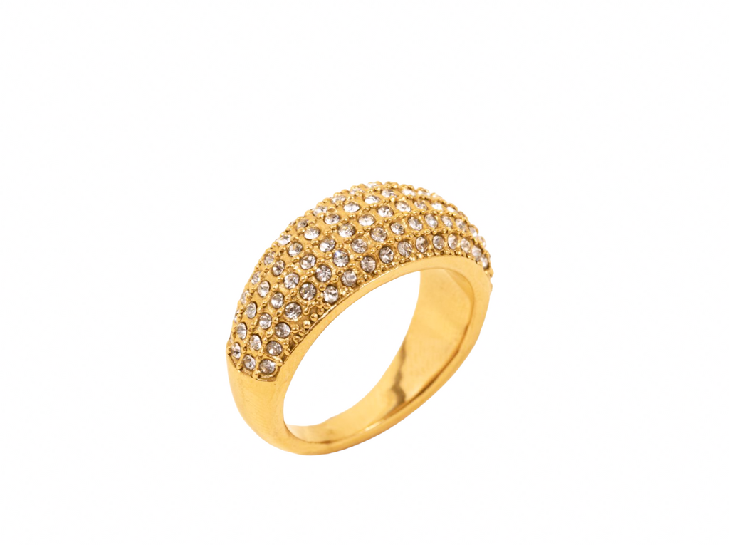 Beautiful gold ring with diamond band