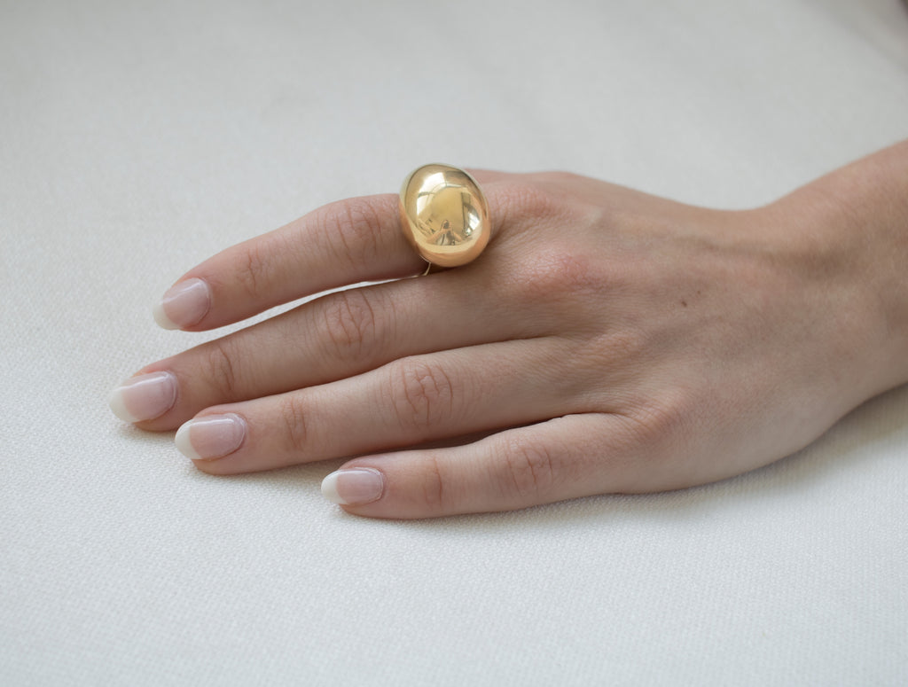 Elegant Lulu gold bubble ring featuring a playful design with textured bubbles, perfect for adding a stylish touch to any outfit.