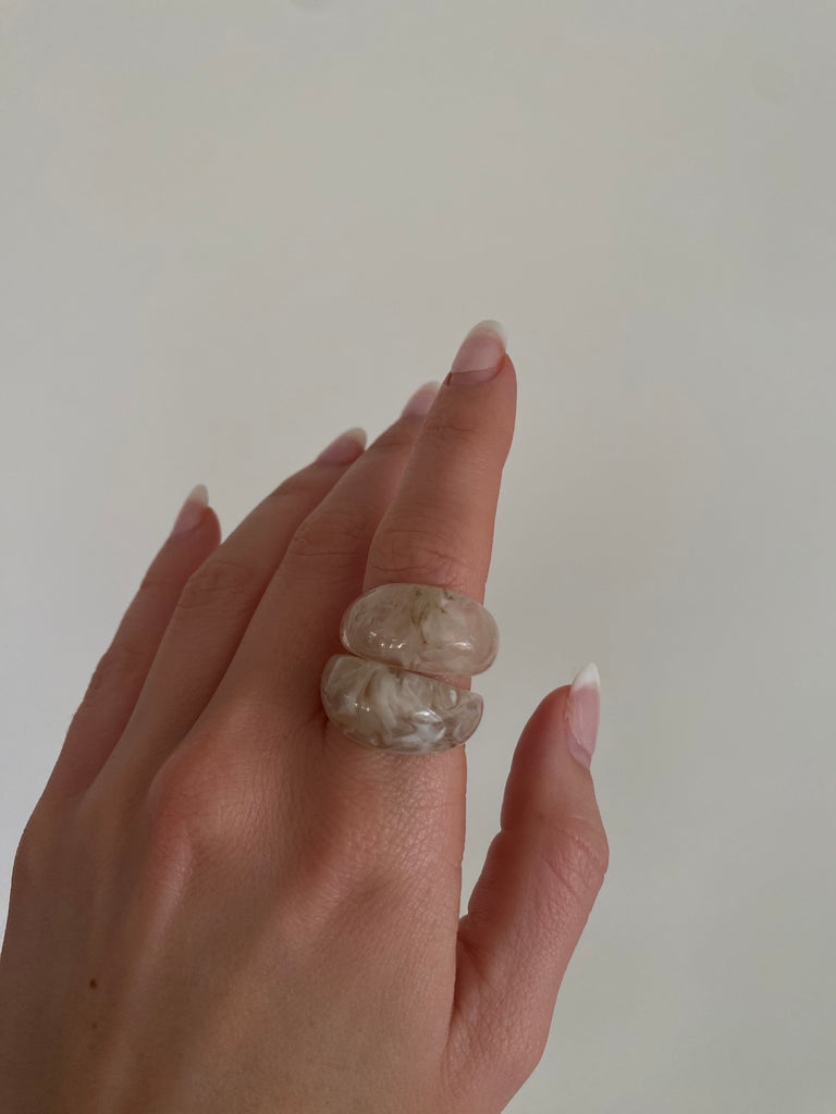 statement white chunky ring